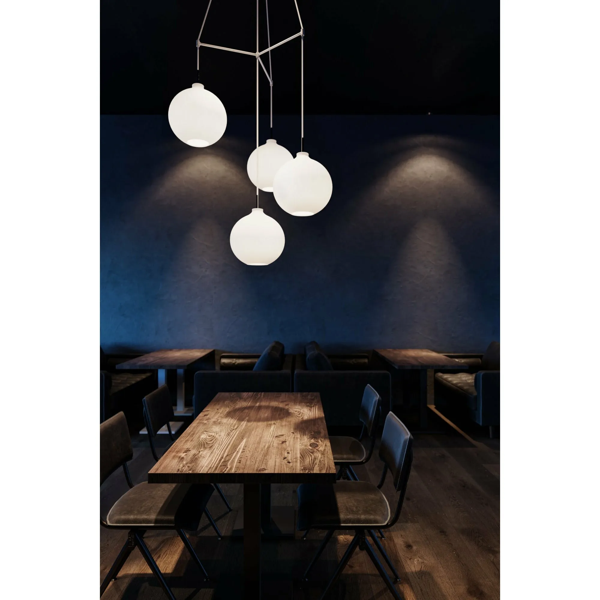 Louis Poulsen Dependant Suspension System 4 Circular, Brass Metallized/White