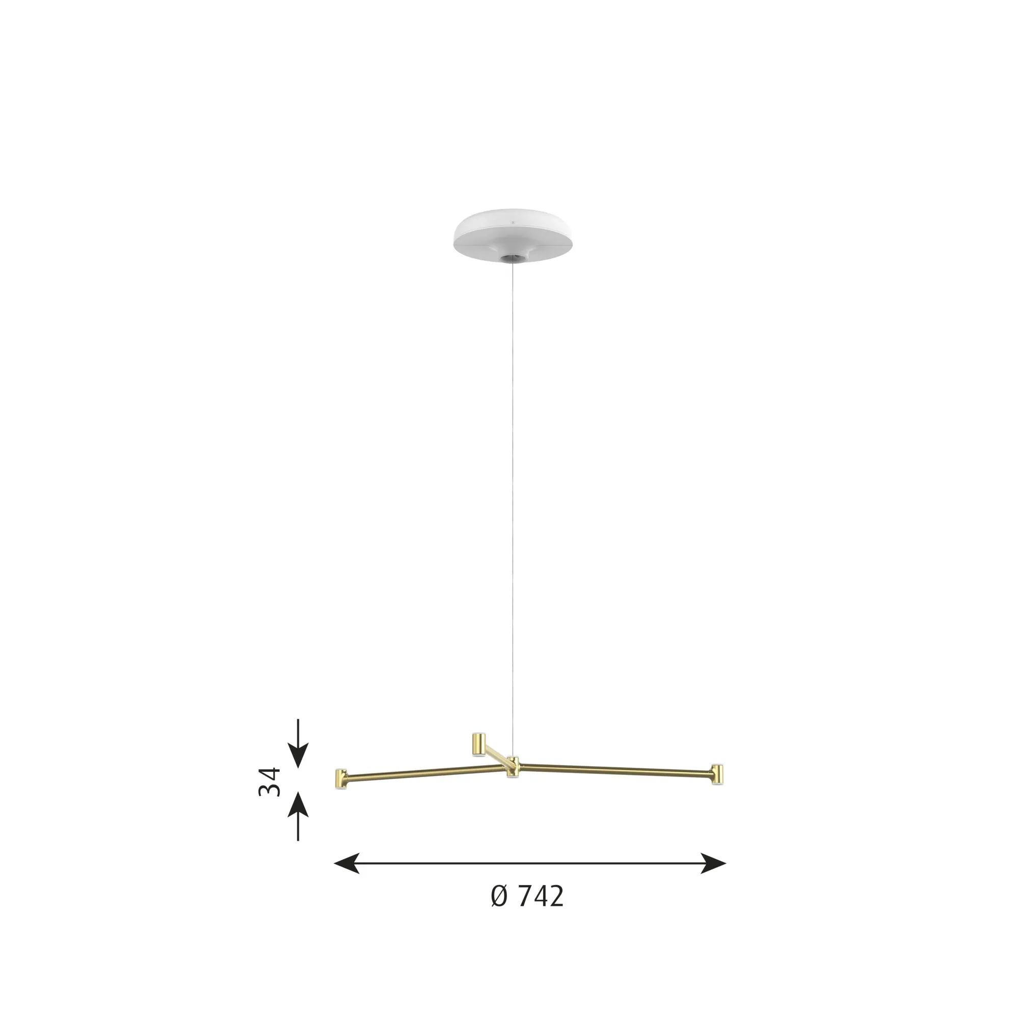 Louis Poulsen Dependant Suspension System 4 Circular, Brass Metallized/White