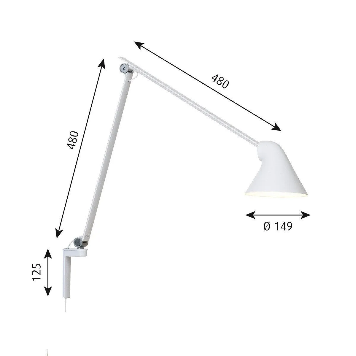 Louis Poulsen Njp Wall Lamp Long Arm, White