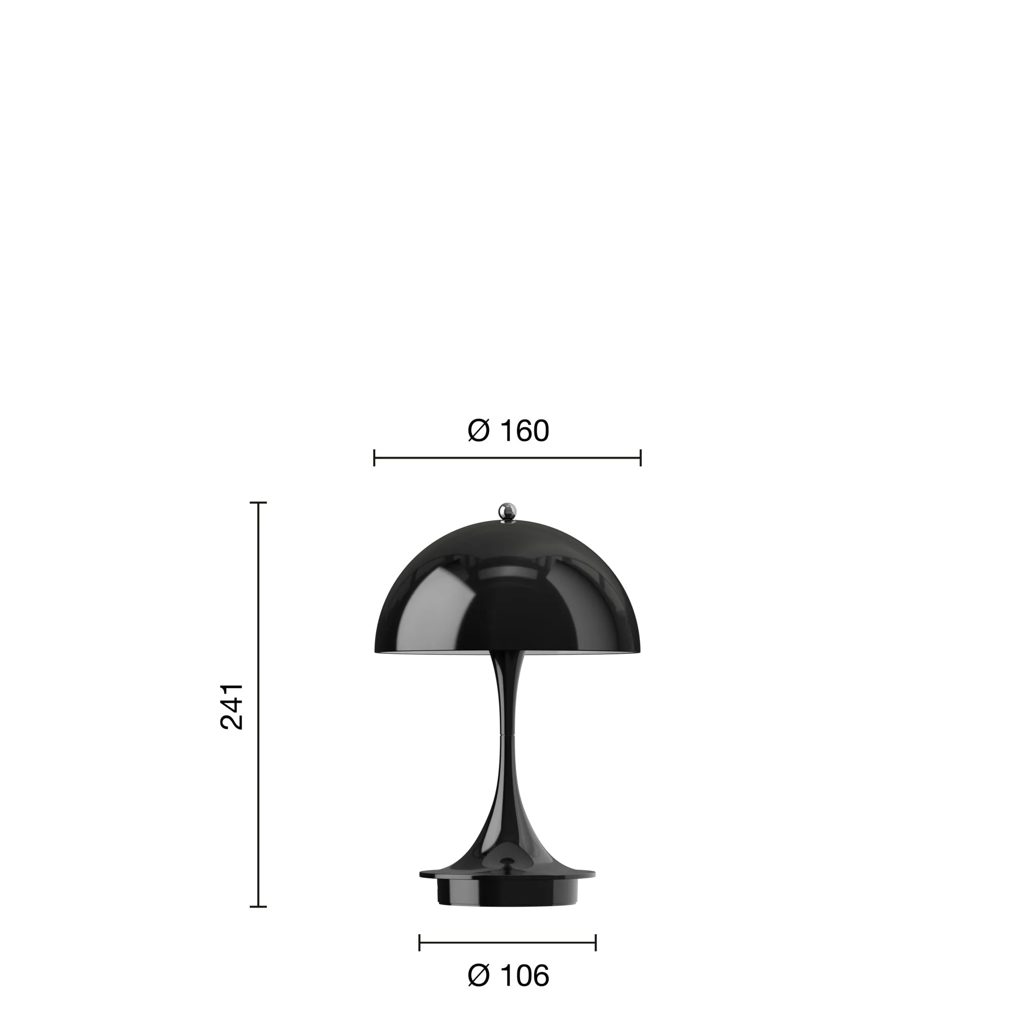 Louis Poulsen Panthella 160 Portable Table Lamp V3, Opaque Black