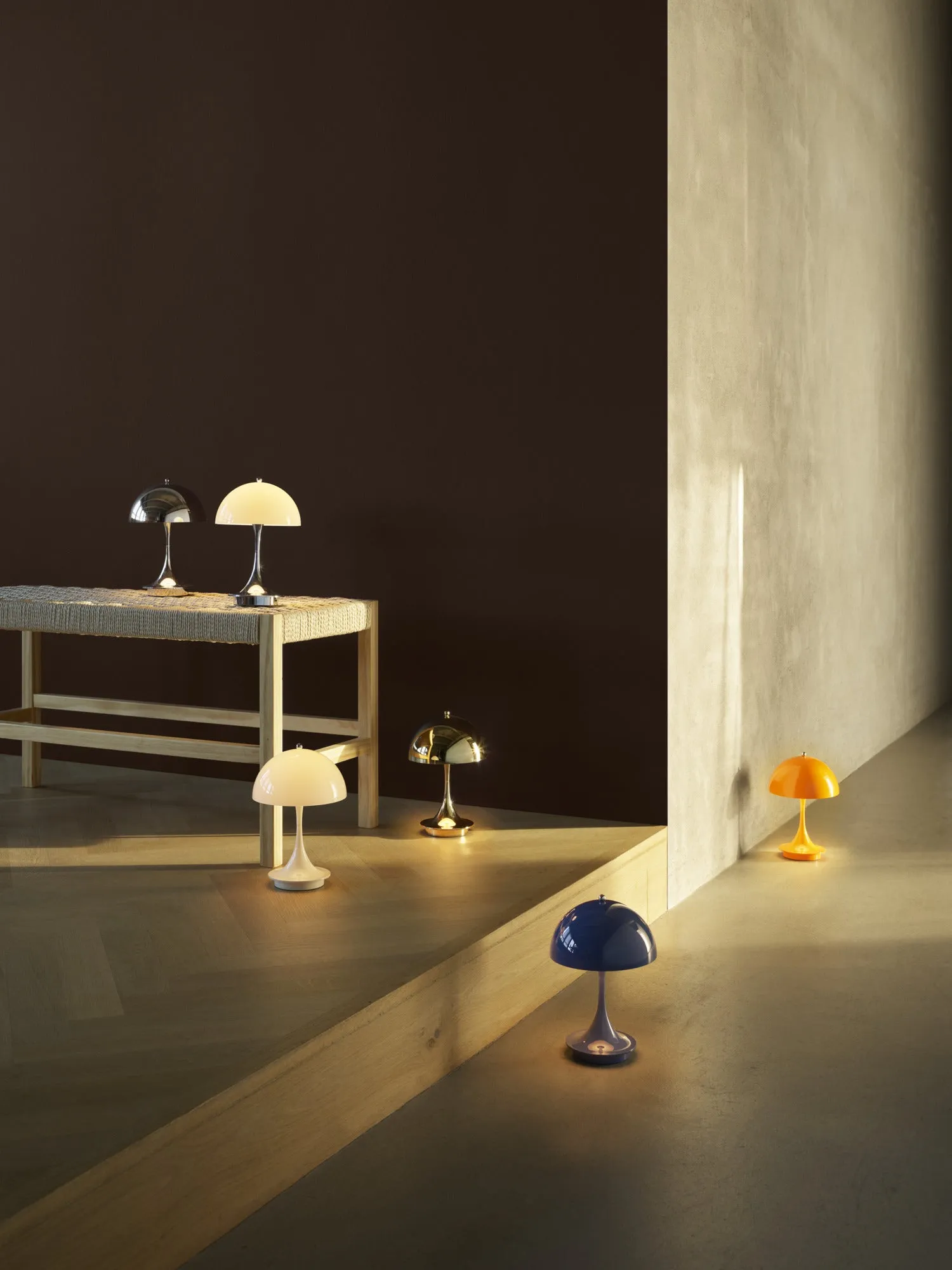 Louis Poulsen Panthella 160 Portable Table Lamp V3, Opaque Indigo Blue