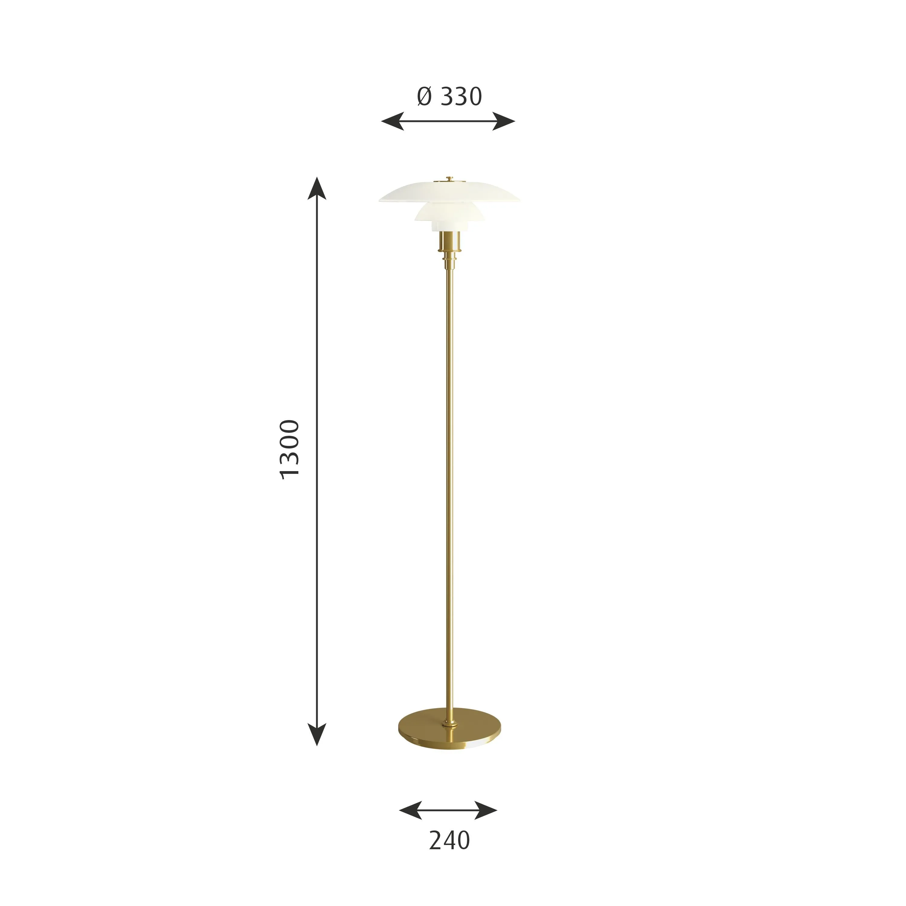 Louis Poulsen Ph 31/2 21/2 Floor Lamp, Brass