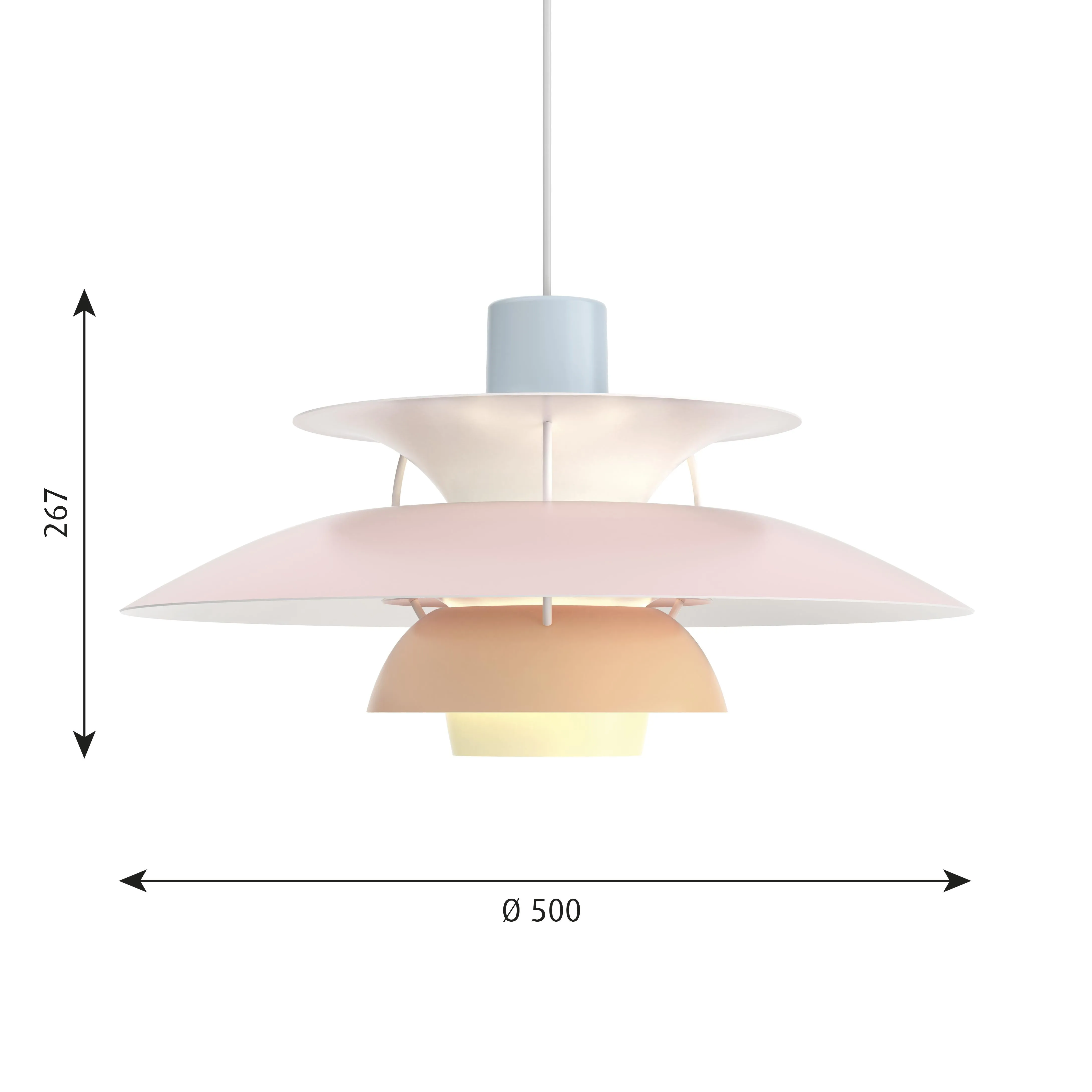 Louis Poulsen Ph 5 Pendant Pastels, Blue/Rose/Peach