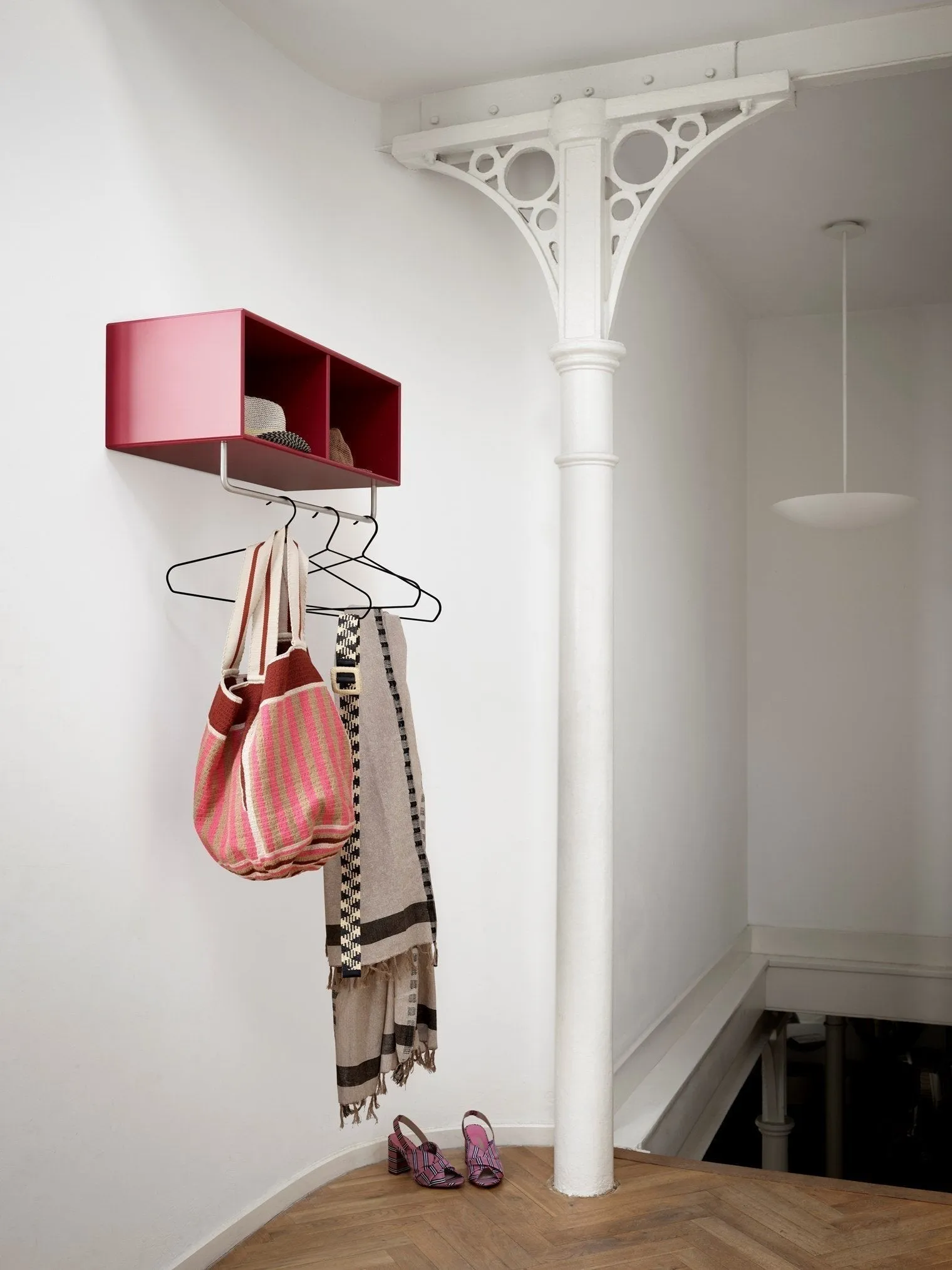 Montana Coat Shelf With Clothes Rack, New White