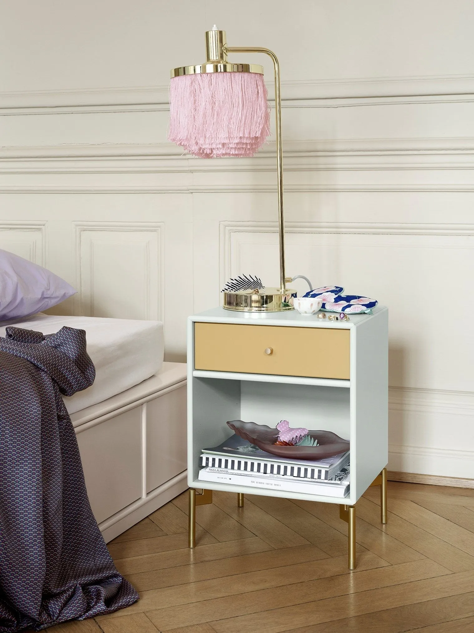 Montana Dream Nightstand With Legs, Rhubarb/Brass
