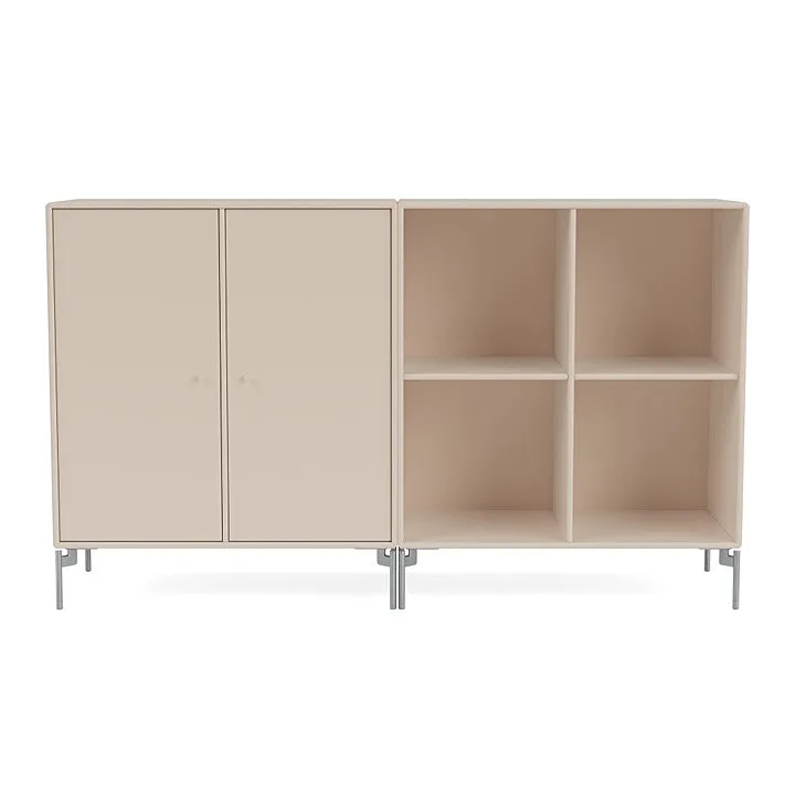 Montana Pair Classic Sideboard With Legs, Clay/Matt Chrome