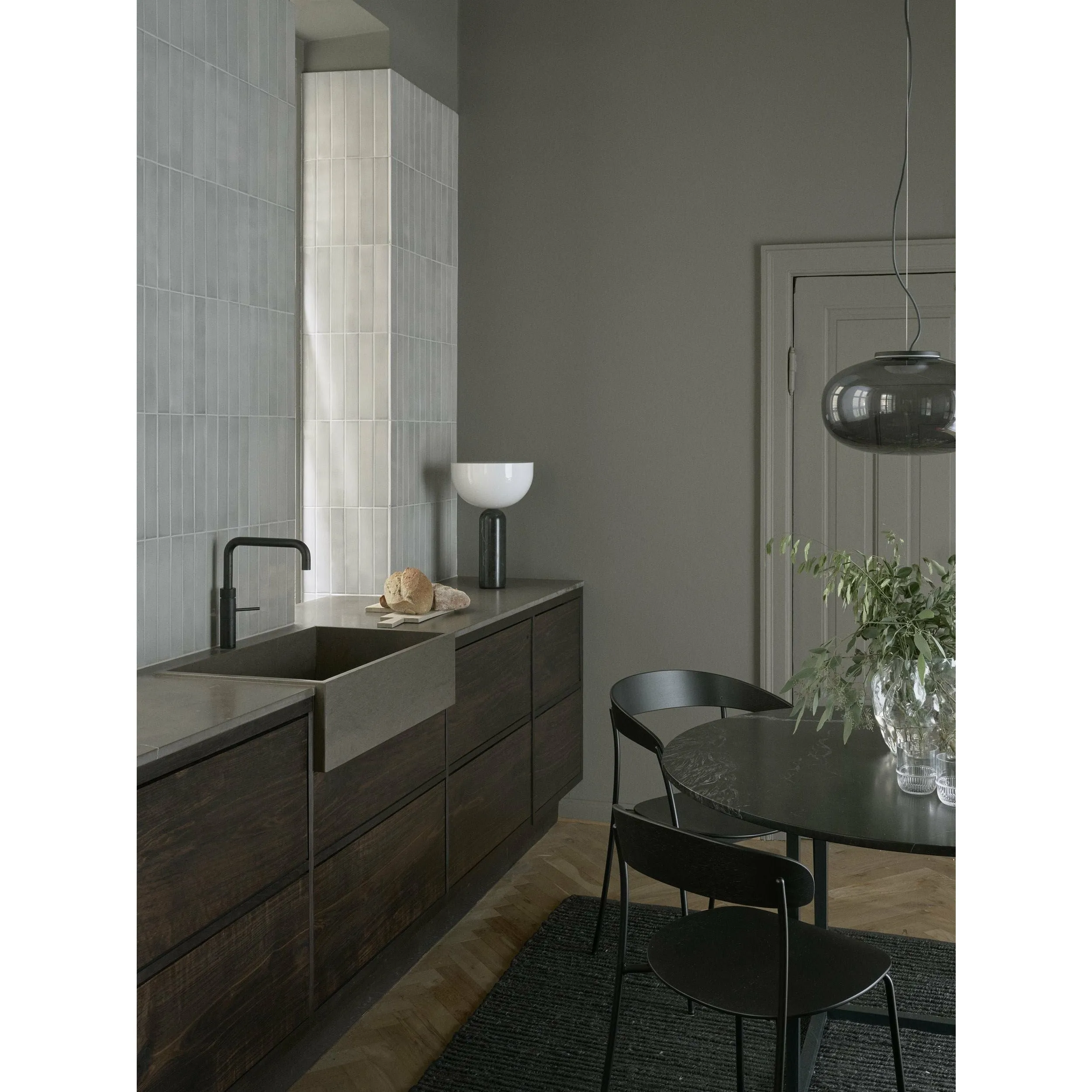 New Works Kizu Table Lamp Black Marquina Marble, Large