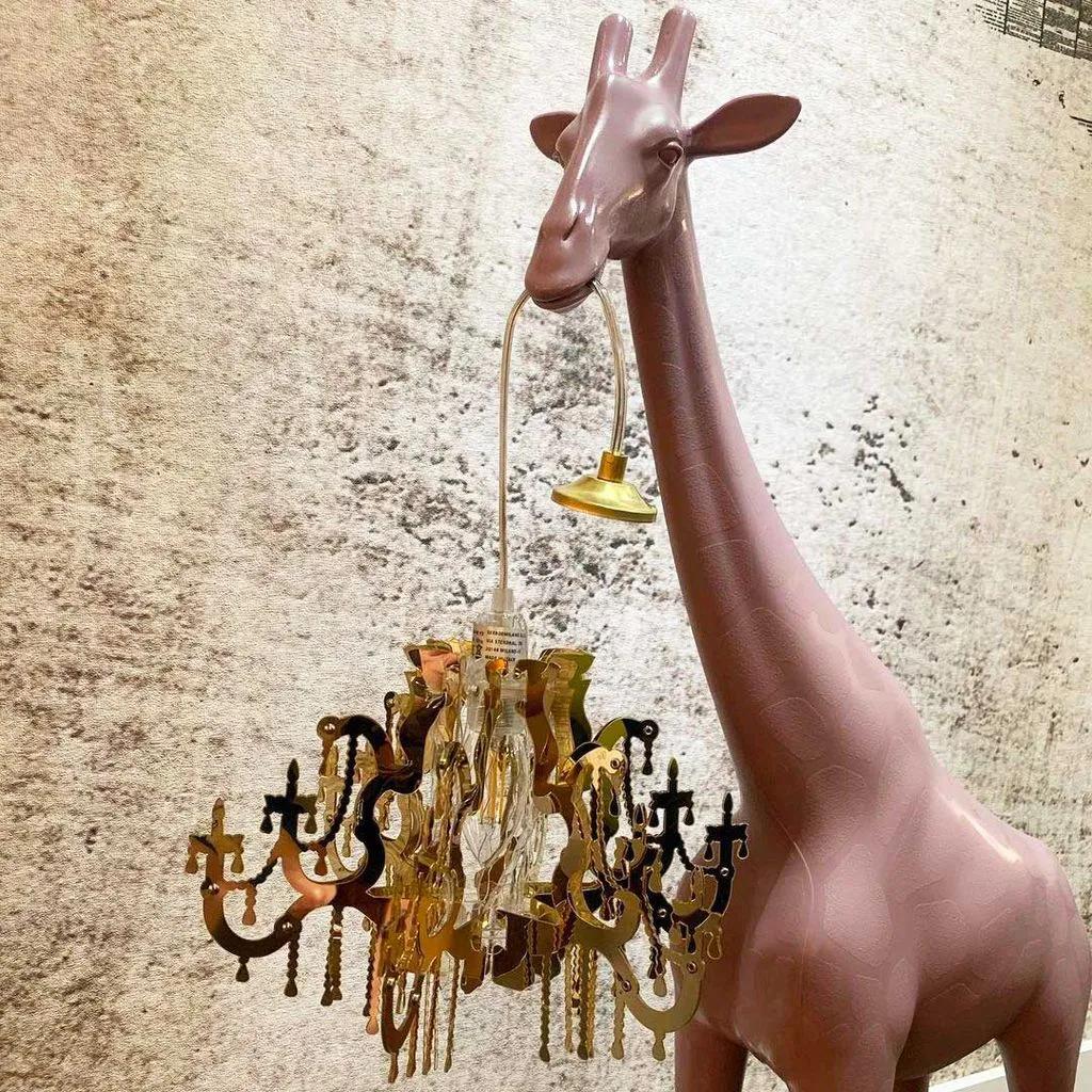 Qeeboo Giraffe In Love Floor Lamp Xs H 1m, Dusty Rose