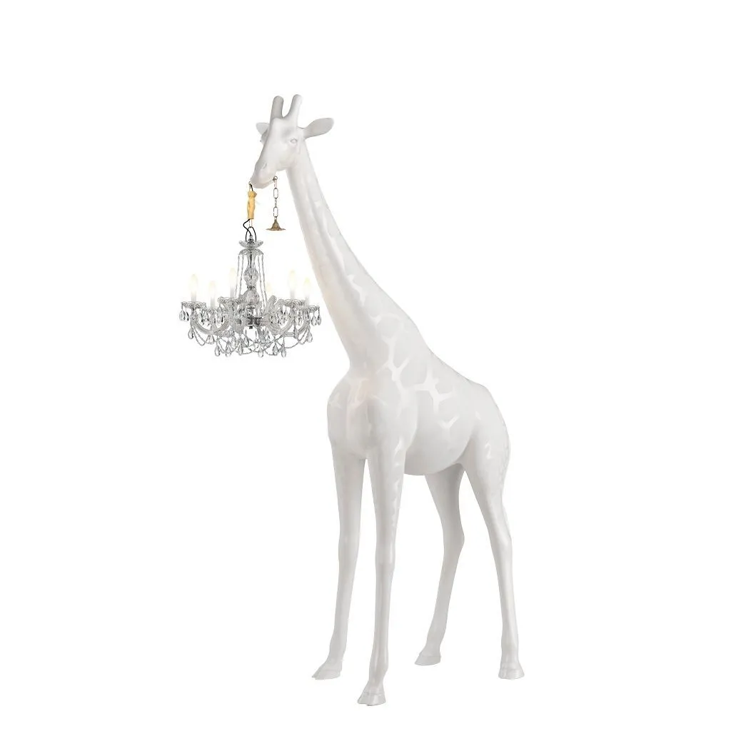Qeeboo Giraffe In Love Outdoor Floor Lamp H 2.65m, White
