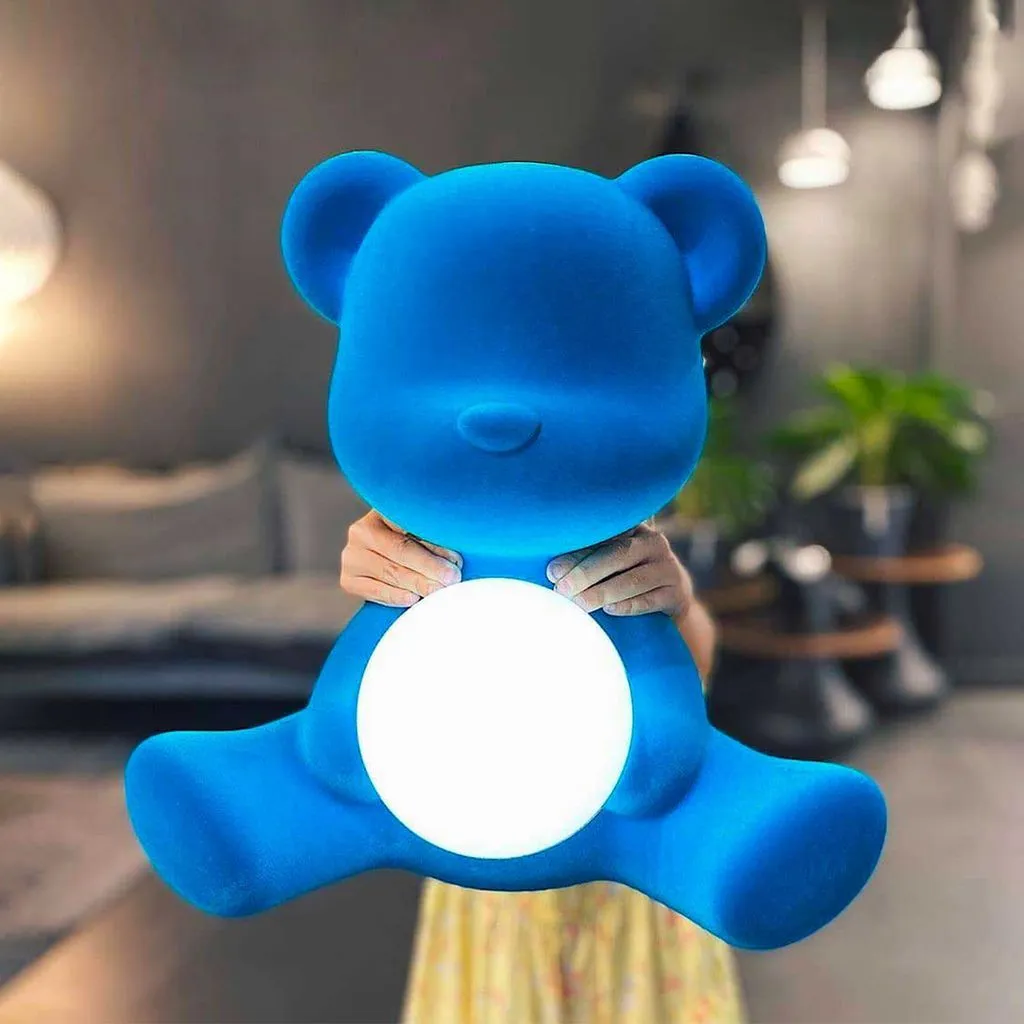 Qeeboo Teddy Girl Led Rechargeable Table Lamp Velvet Finish, Red