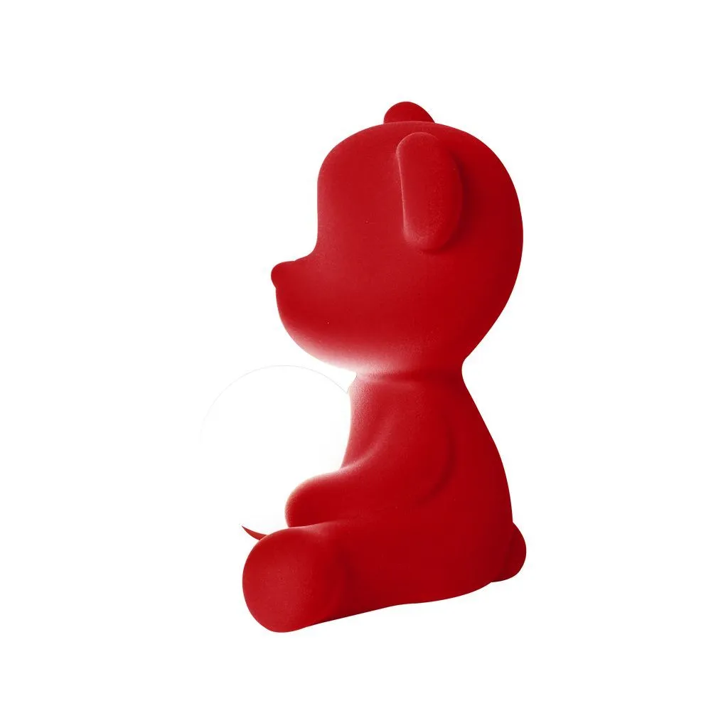 Qeeboo Teddy Girl Led Rechargeable Table Lamp Velvet Finish, Red