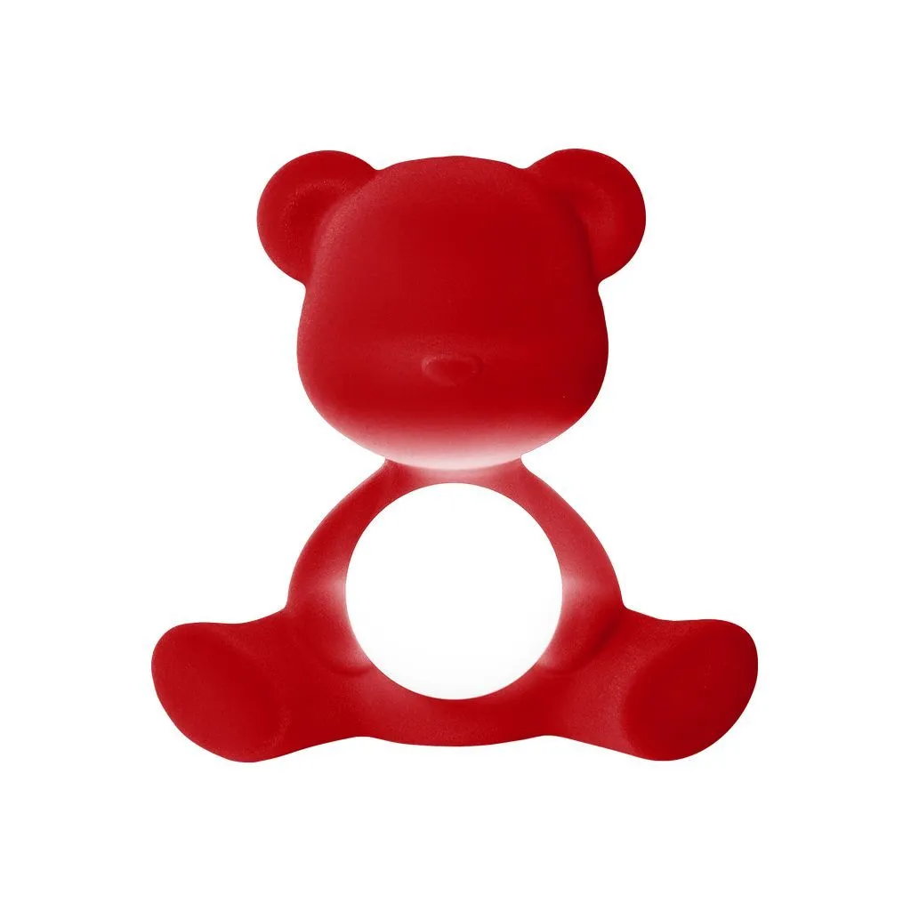 Qeeboo Teddy Girl Led Rechargeable Table Lamp Velvet Finish, Red