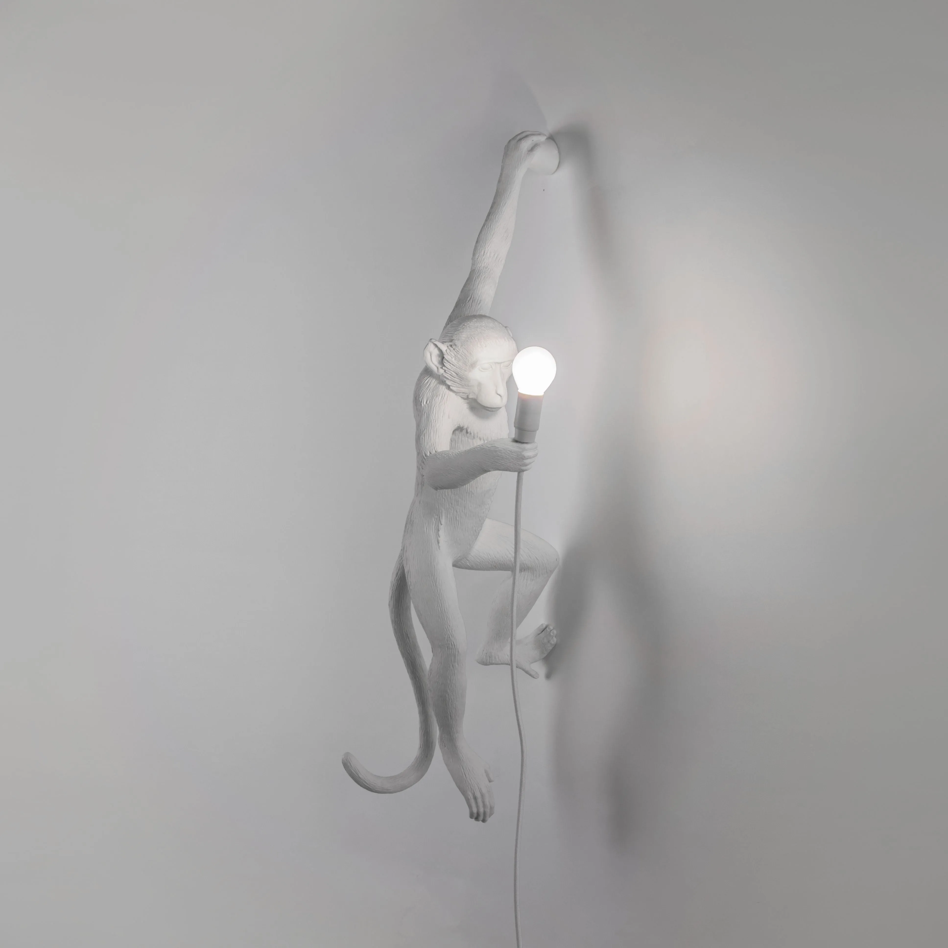 Seletti Monkey Indoor Lamp White, Hanging Left Hand
