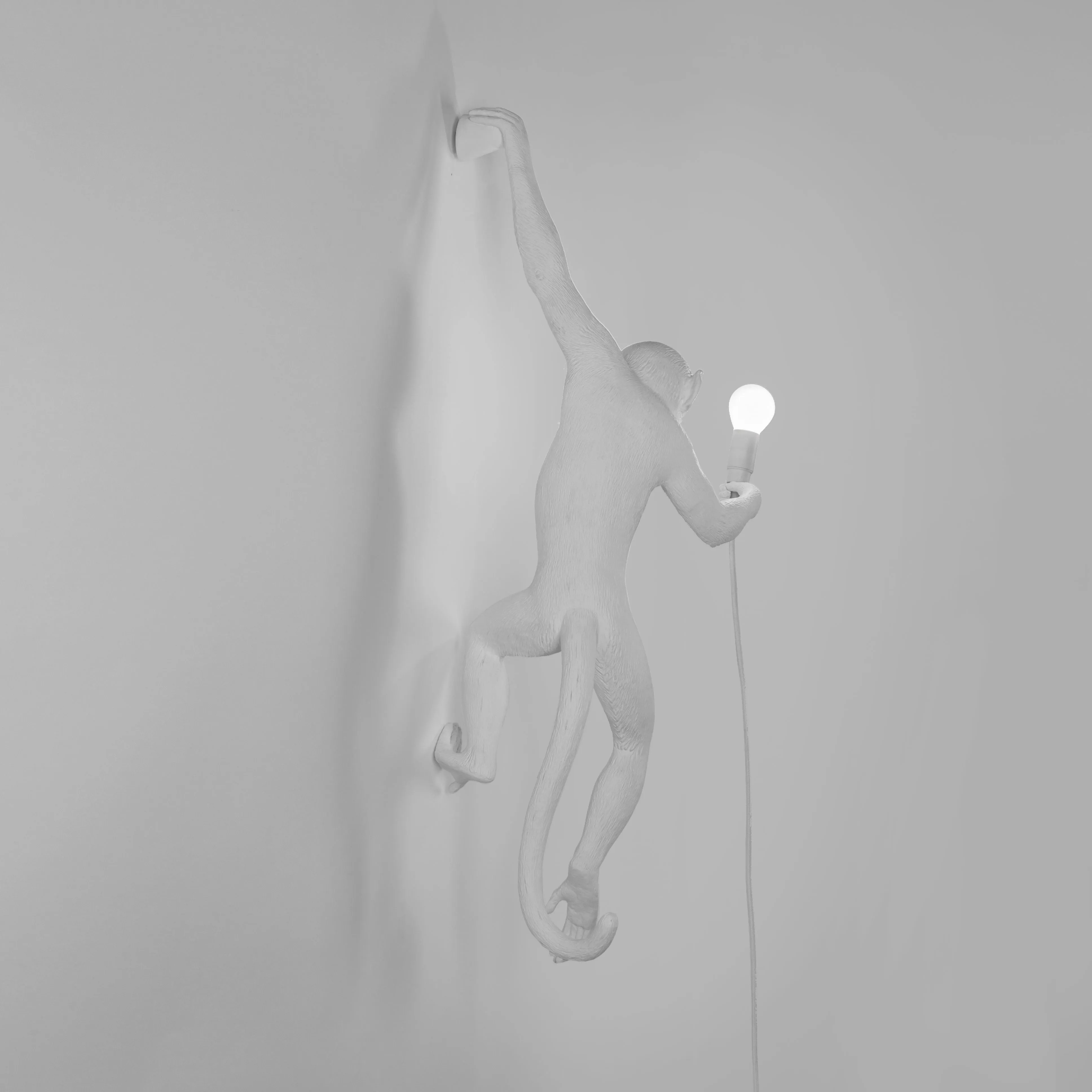 Seletti Monkey Indoor Lamp White, Hanging Left Hand