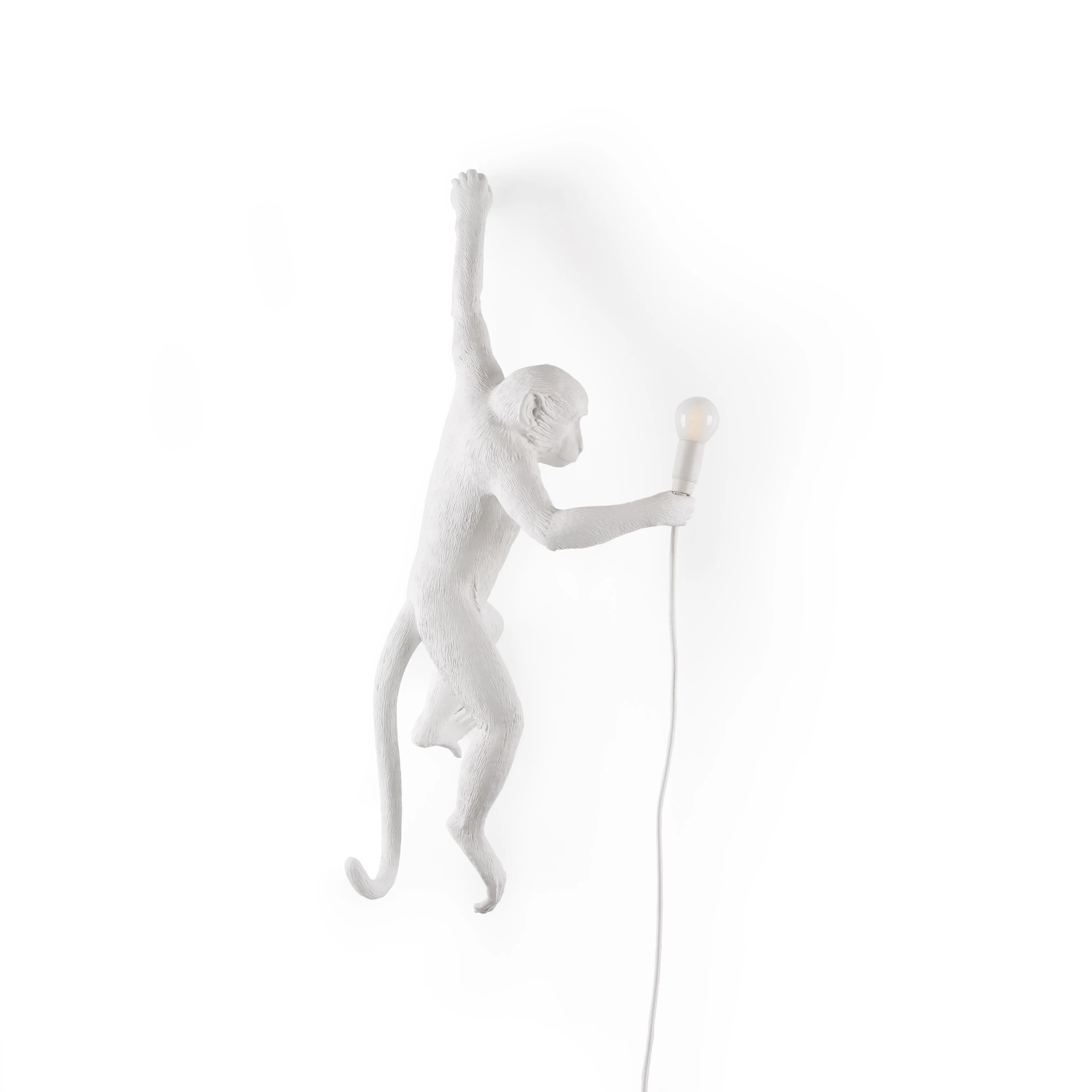 Seletti Monkey Indoor Lamp White, Hanging Left Hand