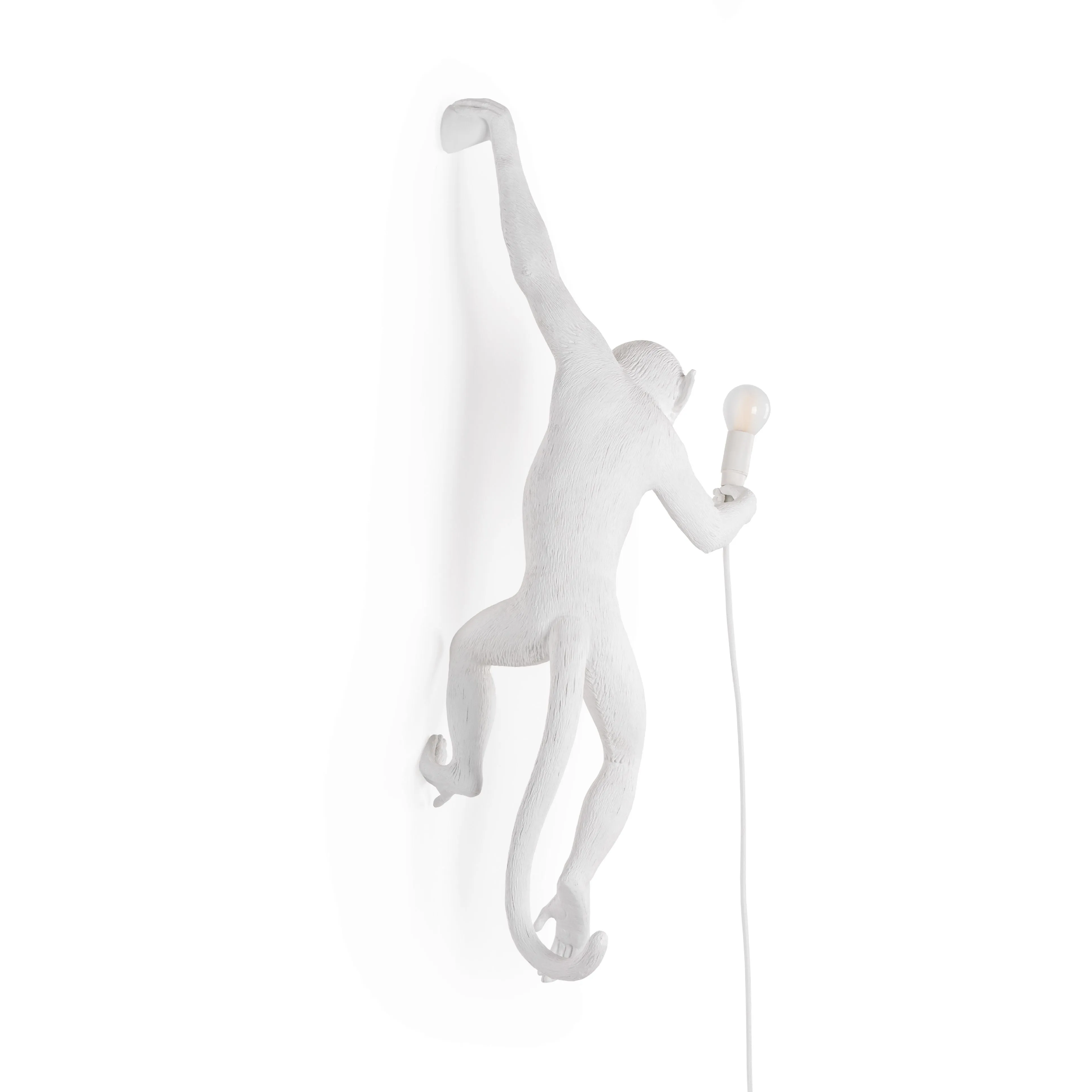 Seletti Monkey Indoor Lamp White, Hanging Left Hand