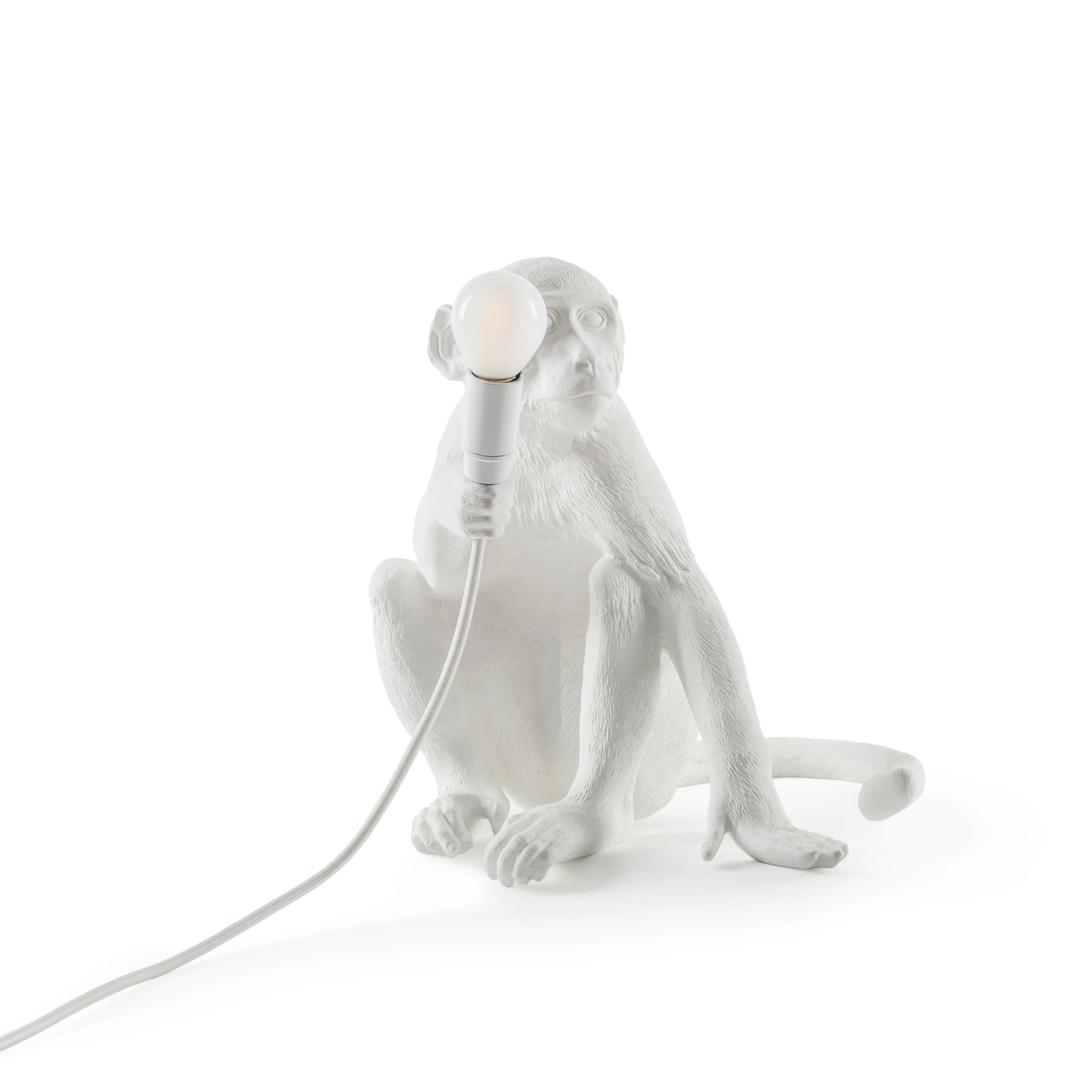 Seletti Monkey Indoor Lamp White, Sitting