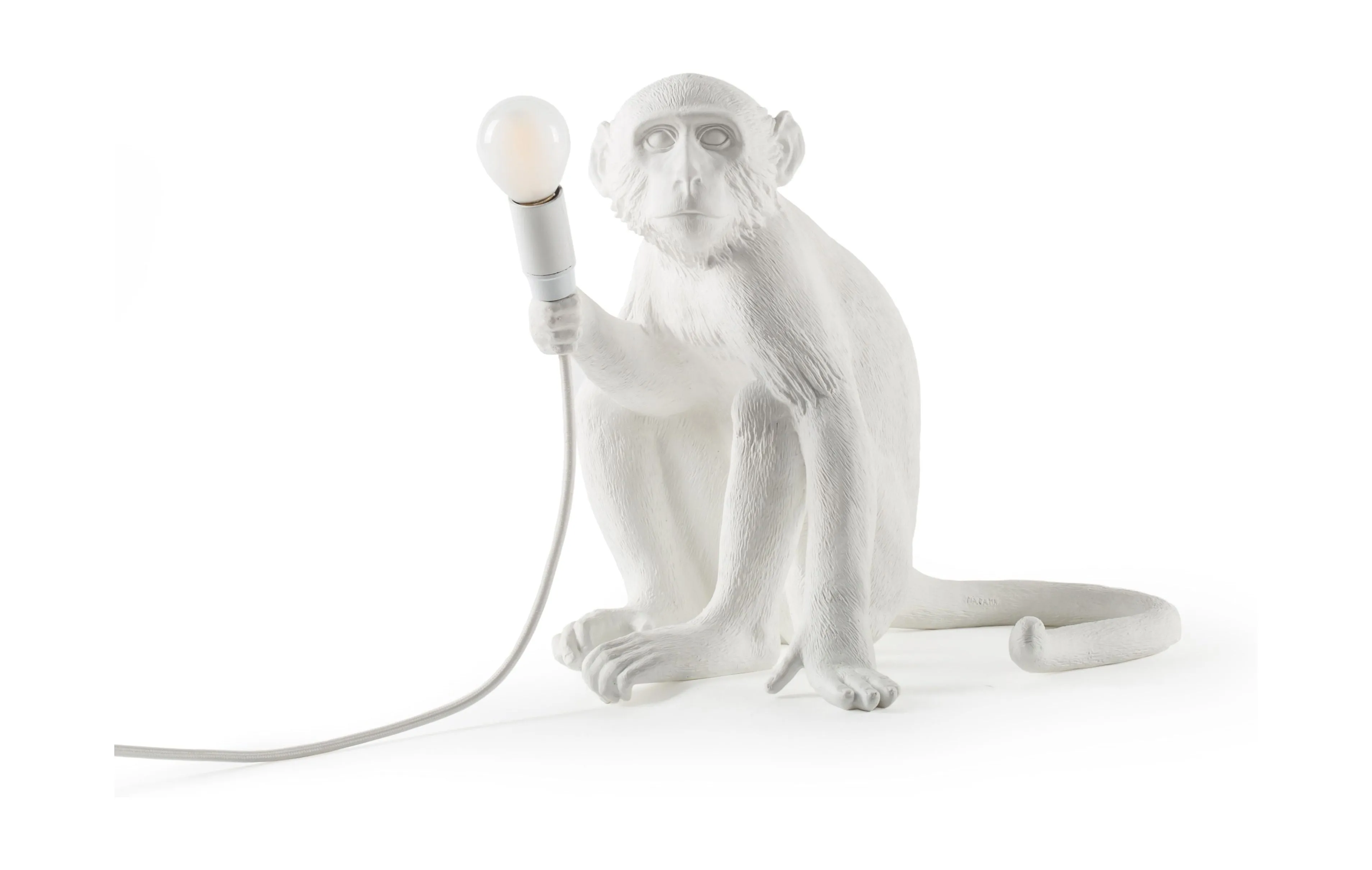 Seletti Monkey Indoor Lamp White, Sitting